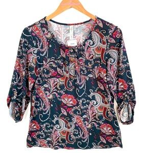 PerSeption Concept paisley 3/4‎ sleeved Top, Size M, NWT